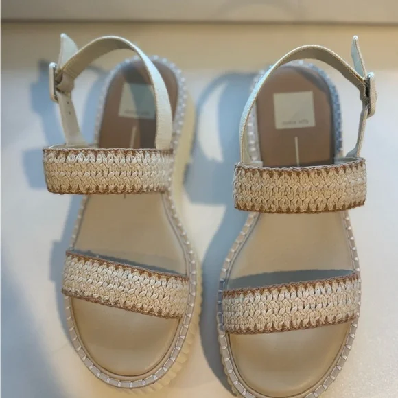 Dolce Vita Neutral Cream Braided-Strap Platform Sandals - Picture 3 of 6